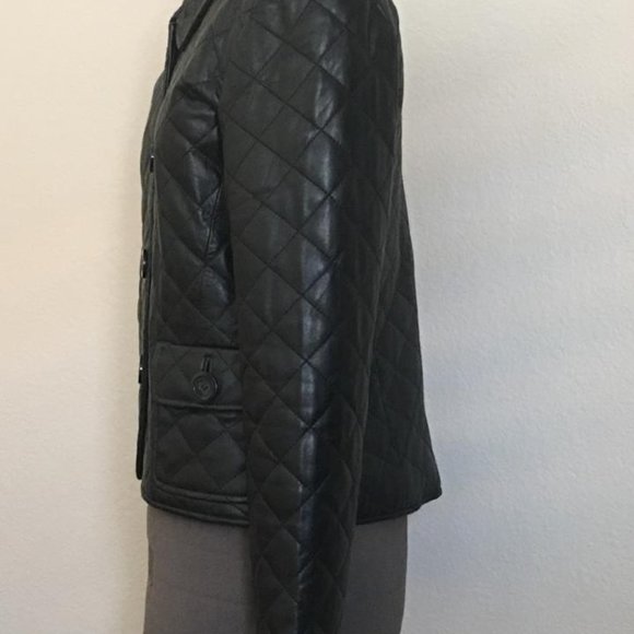 KENAR Black Quilted Leather Jacket Women's Size 4 - Picture 6 of 12